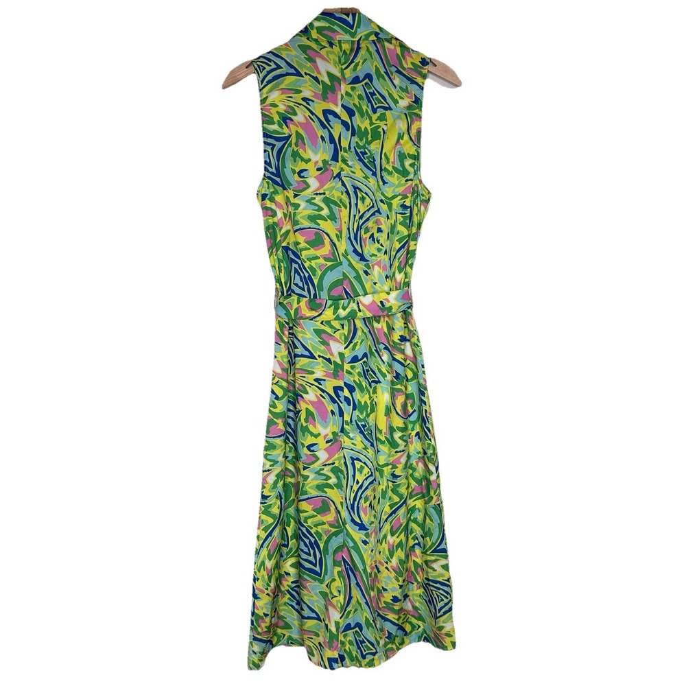 Sunday Up Shirt Dress Women's S Multicolor Pastel Abstract Sleeveless Belted - Picture 4 of 8